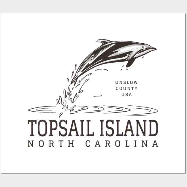 Topsail Island, NC Summertime Vacationing Dolphin Wall Art by Contentarama